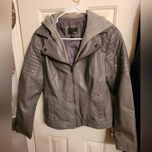 A.n.a faux leather jacket with removable hood sz M